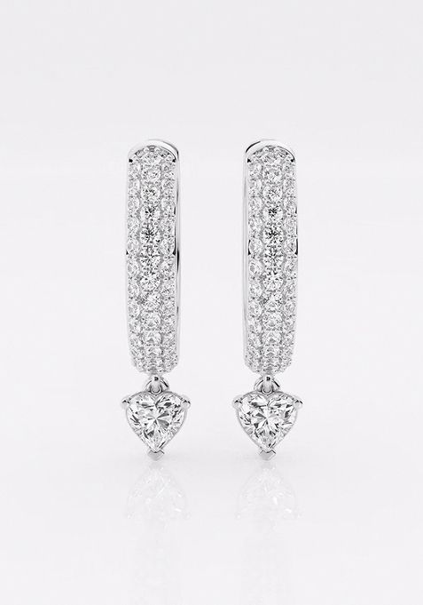 7/8 ctw Heart Lab Grown Diamond Huggie Hoop Earrings