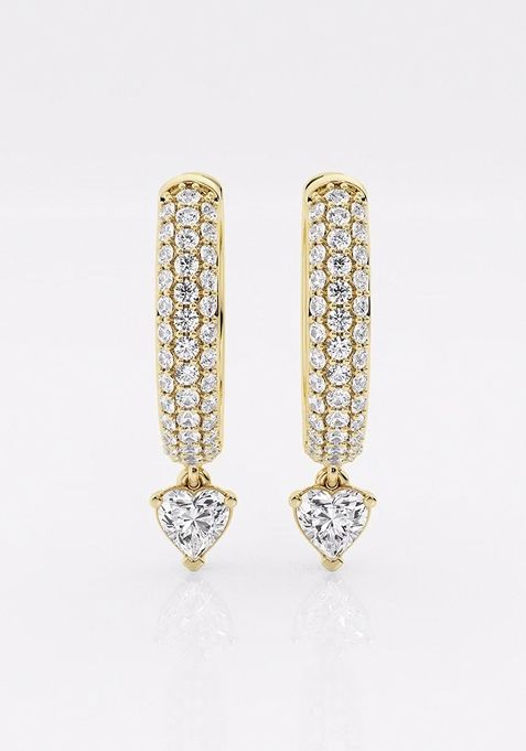 7/8 ctw Heart Lab Grown Diamond Huggie Hoop Earrings