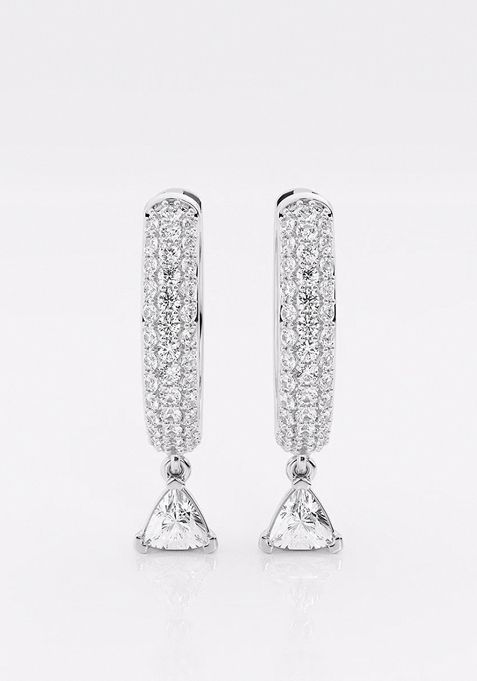 7/8 ctw Trillion Lab Grown Diamond Huggie Hoop Earrings