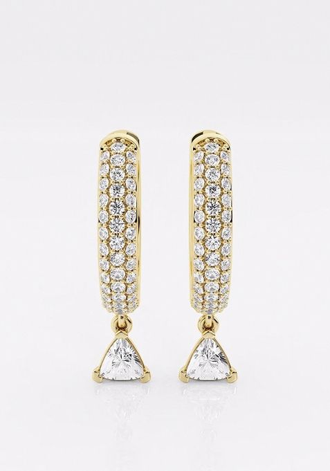 7/8 ctw Trillion Lab Grown Diamond Huggie Hoop Earrings