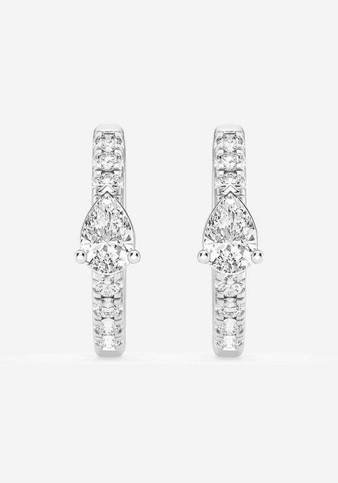 3/4 ctw Pear Lab Grown Diamond Petite Huggie Hoop Earrings