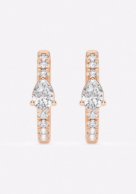 3/4 ctw Pear Lab Grown Diamond Petite Huggie Hoop Earrings