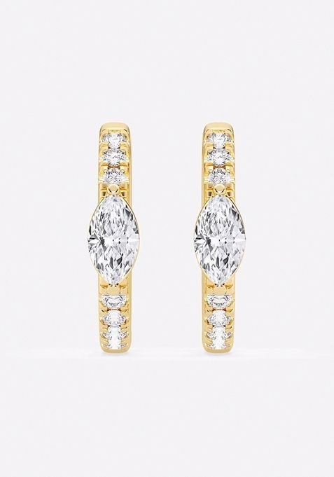 3/4 ctw Marquise Lab Grown Diamond Petite Huggie Hoop Earrings