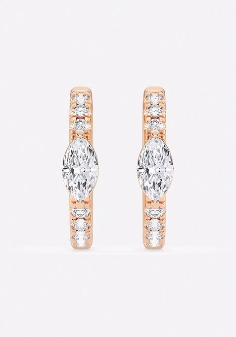 3/4 ctw Marquise Lab Grown Diamond Petite Huggie Hoop Earrings