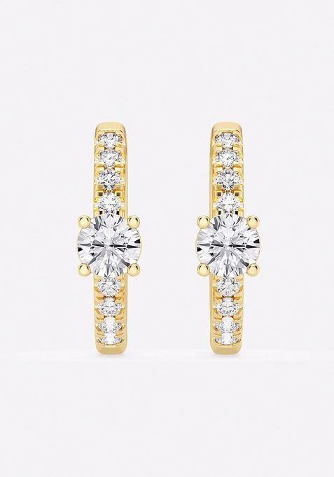 3/4 ctw Round Lab Grown Diamond Petite Huggie Hoop Earrings