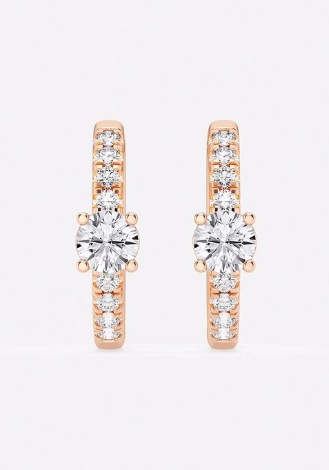 3/4 ctw Round Lab Grown Diamond Petite Huggie Hoop Earrings