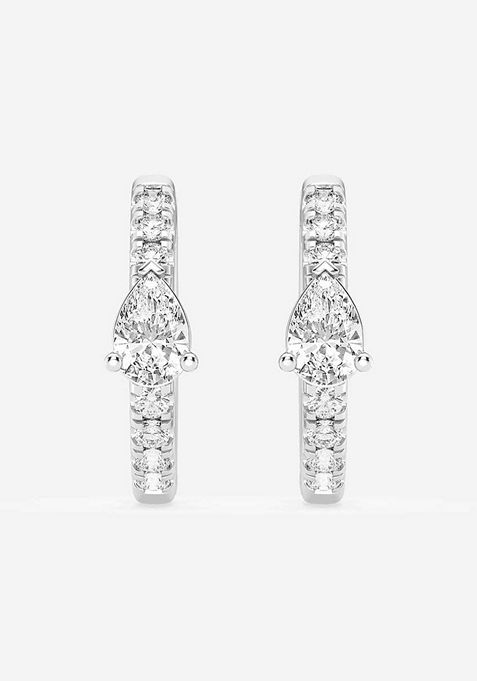 3/4 ctw Pear Lab Grown Diamond Petite Huggie Hoop Earrings