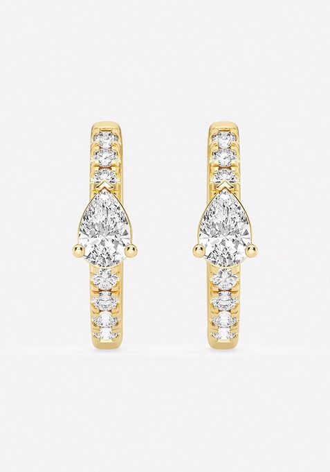 3/4 ctw Pear Lab Grown Diamond Petite Huggie Hoop Earrings