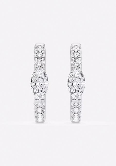 3/4 ctw Marquise Lab Grown Diamond Petite Huggie Hoop Earrings