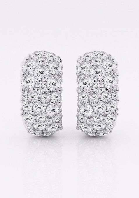 2 ctw Round Lab Grown Diamond Cluster Huggie Hoop Earrings