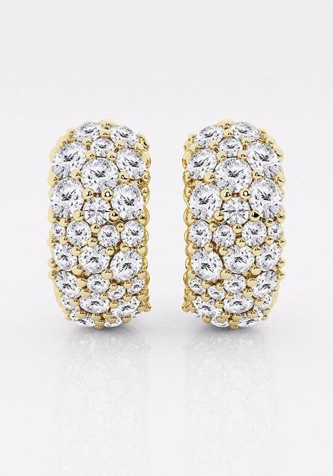 2 ctw Round Lab Grown Diamond Cluster Huggie Hoop Earrings