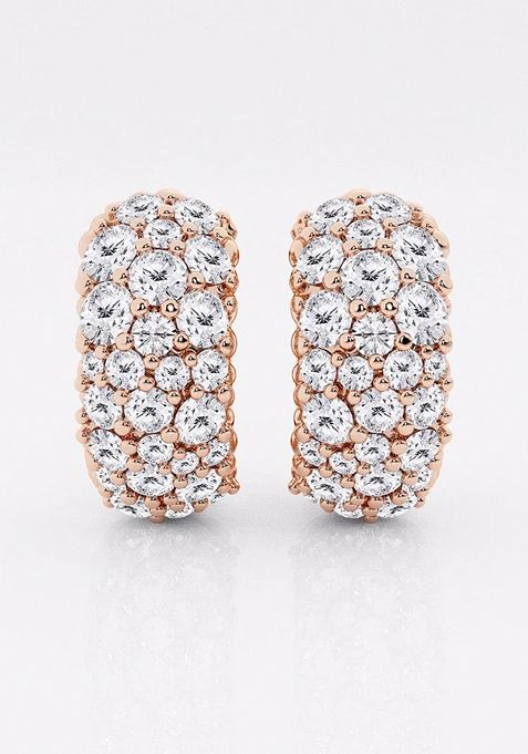 2 ctw Round Lab Grown Diamond Cluster Huggie Hoop Earrings