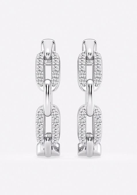 1/4 ctw Round Lab Grown Diamond Petite Paperclip Hoop Earrings