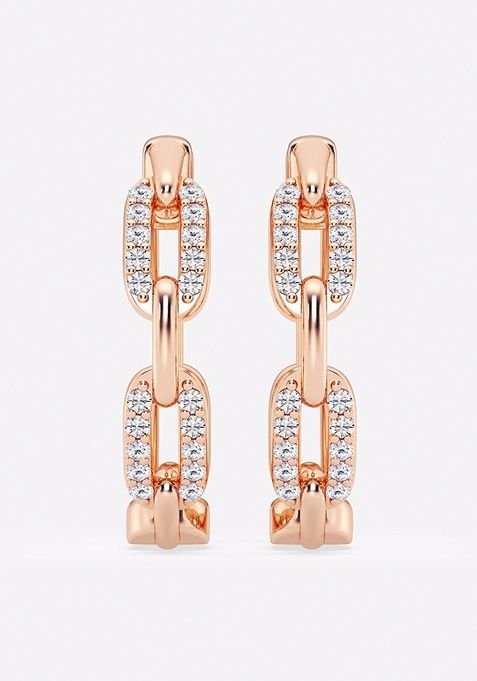 1/4 ctw Round Lab Grown Diamond Petite Paperclip Hoop Earrings