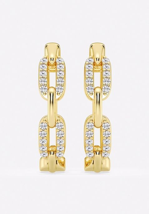 1/4 ctw Round Lab Grown Diamond Petite Paperclip Hoop Earrings