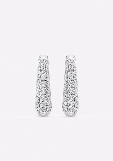 1/2 ctw Round Lab Grown Diamond Tapered Petite Hoop Earrings