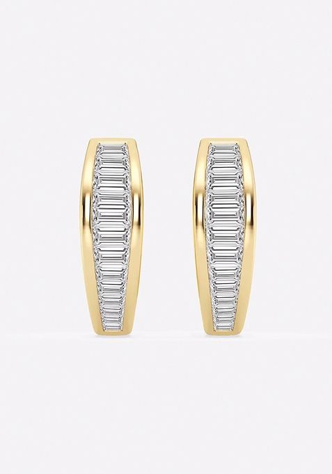 5/8 ctw Baguette Lab Grown Diamond Huggie Hoop Earrings