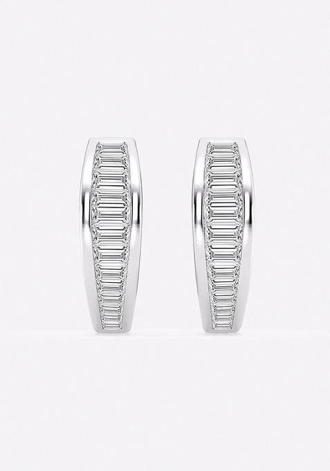 5/8 ctw Baguette Lab Grown Diamond Huggie Hoop Earrings