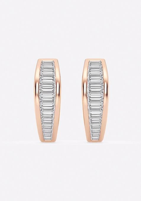 5/8 ctw Baguette Lab Grown Diamond Huggie Hoop Earrings