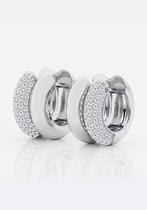 1 ctw Round Lab Grown Diamond High Polish Double Hoop Earrings