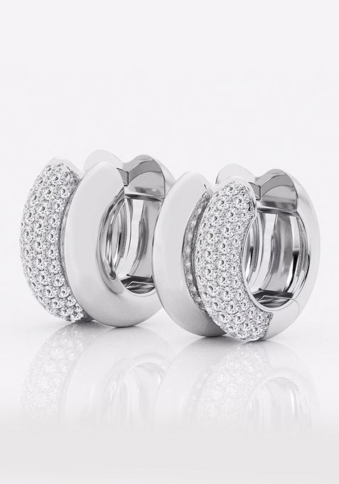 1 ctw Round Lab Grown Diamond High Polish Double Hoop Earrings