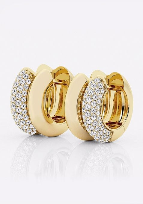 1 ctw Round Lab Grown Diamond High Polish Double Hoop Earrings