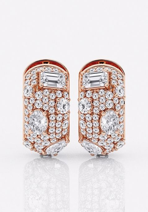 3 1/2 ctw Multi-Shape Lab Grown Diamond Pave Scatter Hoop Earrings