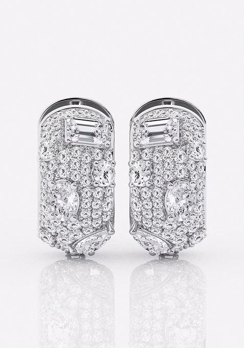 3 1/2 ctw Multi-Shape Lab Grown Diamond Pave Scatter Hoop Earrings