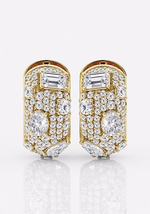 3 1/2 ctw Multi-Shape Lab Grown Diamond Pave Scatter Hoop Earrings