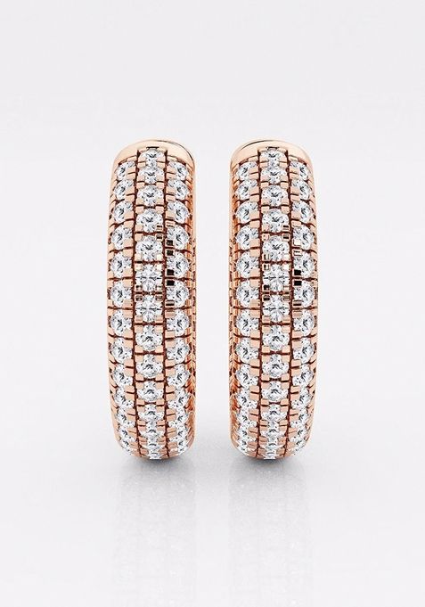 1 1/2 ctw Round Lab Grown Diamond Pave Hoop Earrings