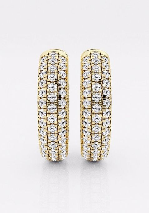 1 1/2 ctw Round Lab Grown Diamond Pave Hoop Earrings