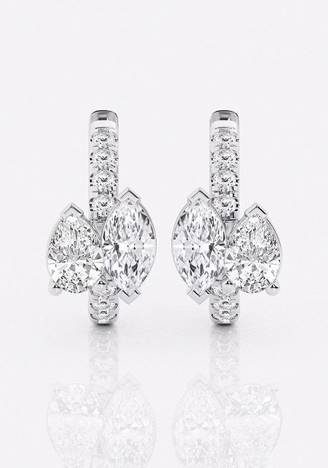 2 ctw Marquise and Pear Lab Grown Diamond Huggie Hoop Earrings