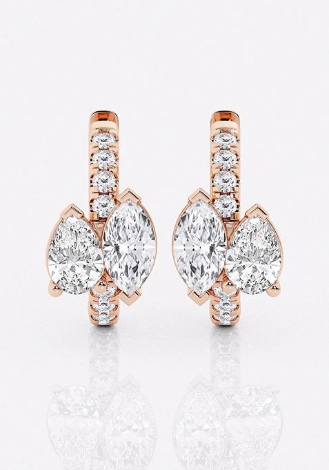 2 ctw Marquise and Pear Lab Grown Diamond Huggie Hoop Earrings