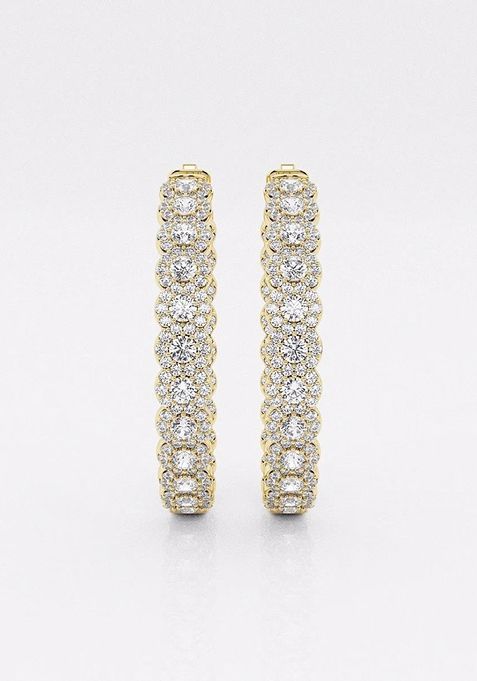 4 ctw Round Lab Grown Diamond Inside Out Halo Hoop Earrings