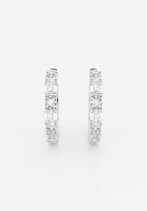 1 1/3 ctw Multi-Shape Lab Grown Diamond Hoop Earrings