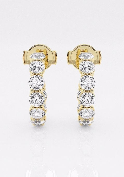 2 ctw Round Lab Grown Diamond Open Hoop Earrings