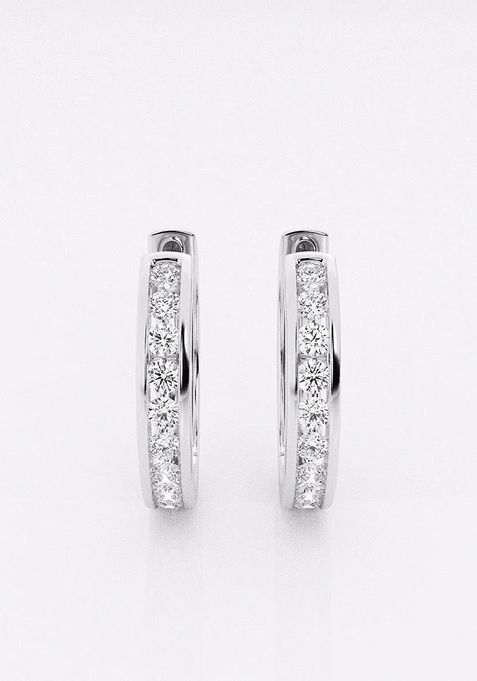 1 ctw Round Lab Grown Diamond Channel Set Hoop Earrings