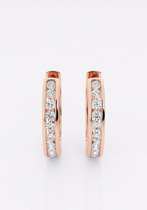 1 ctw Round Lab Grown Diamond Channel Set Hoop Earrings