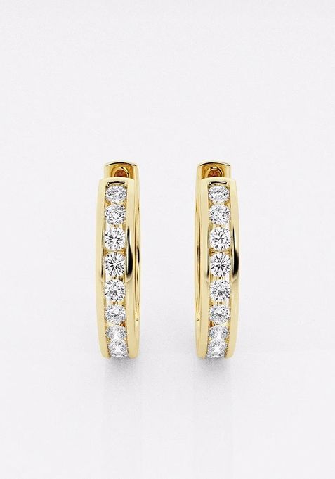 2 ctw Round Lab Grown Diamond Channel Set Hoop Earrings