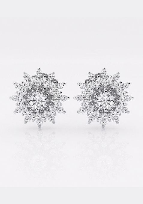 1 ctw Round Lab Grown Diamond Sunburst Fashion Earrings