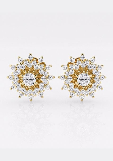 1 ctw Round Lab Grown Diamond Sunburst Fashion Earrings