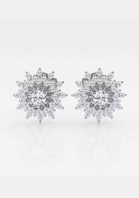 1 ctw Round Lab Grown Diamond Sunburst Fashion Earrings