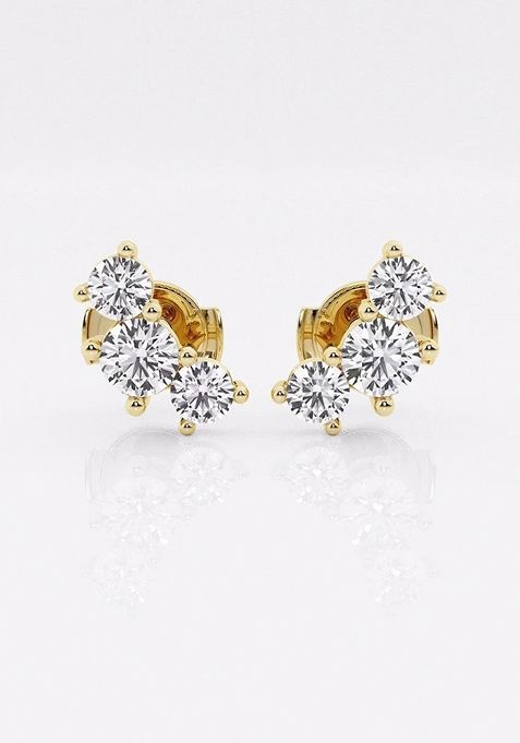 1 ctw Round Lab Grown Diamond Three-Stone Fashion Earrings