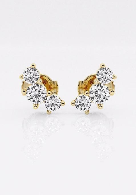 2 ctw Round Lab Grown Diamond Three-Stone Fashion Earrings