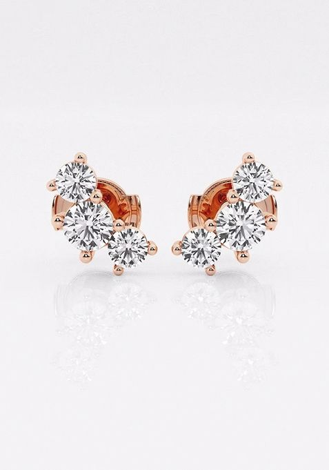 2 ctw Round Lab Grown Diamond Three-Stone Fashion Earrings