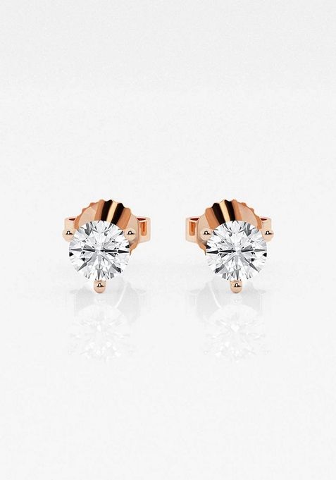 1/2 ctw Round Near-Colorless Lab Grown Diamond Three Prong Martini Stud Earrings