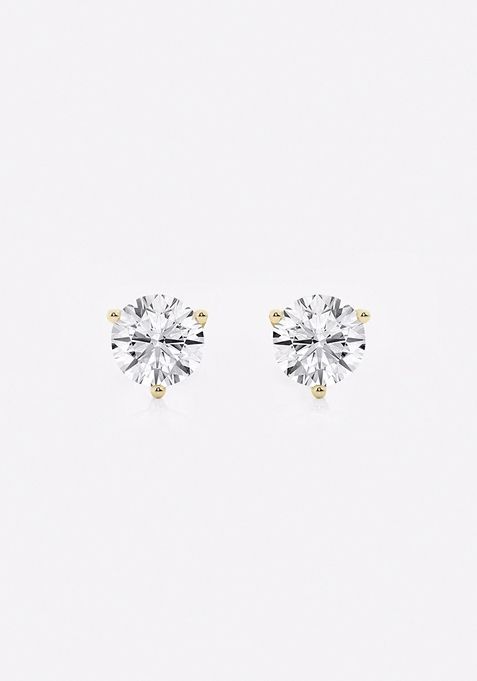 3/4 ctw Round Near-Colorless Lab Grown Diamond Three Prong Martini Stud Earrings