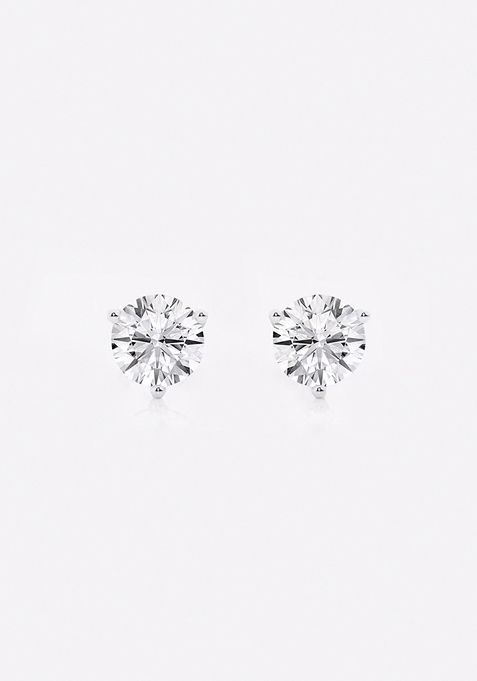 1 ctw Round Near-Colorless Lab Grown Diamond Three Prong Martini Stud Earrings