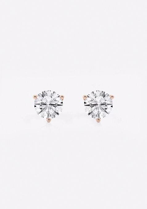 1 1/2 ctw Round Near-Colorless Lab Grown Diamond Three Prong Martini Stud Earrings