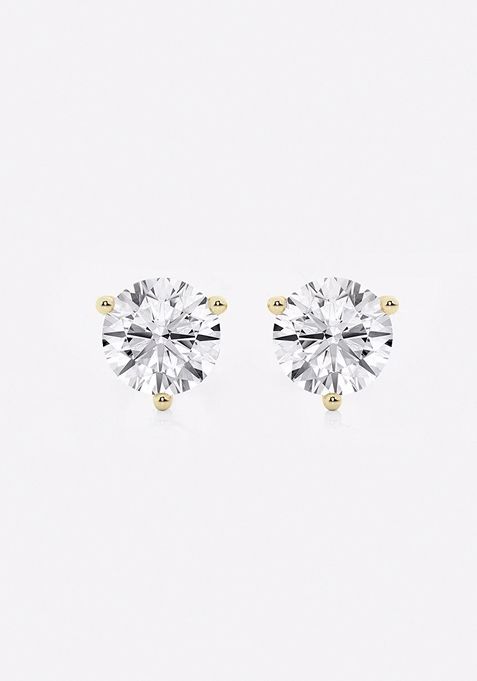 2 ctw Round Near-Colorless Lab Grown Diamond Three Prong Martini Stud Earrings